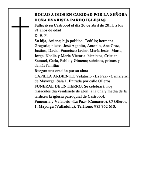 Doña Evarista Pardo Iglesias