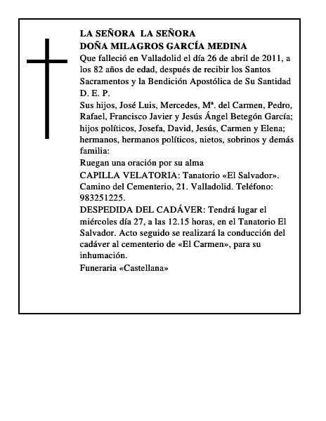 Doña Milagros García Medina