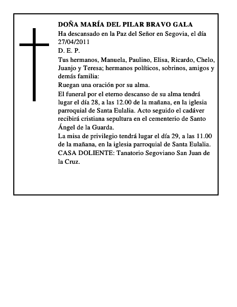Doña María del Pilar Bravo Gala