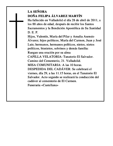 Doña Felipa Álvarez Martín