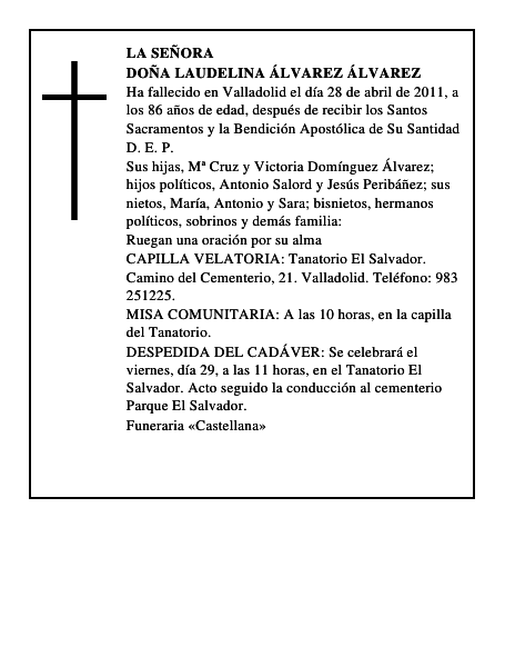 Doña Laudelina Álvarez Álvarez