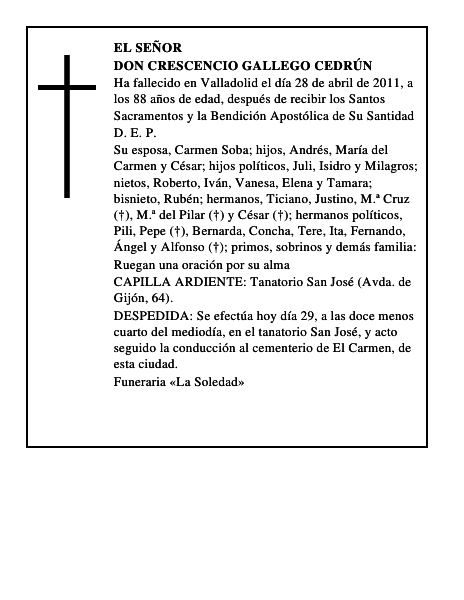 Don Crescencio Gallego Cedrún