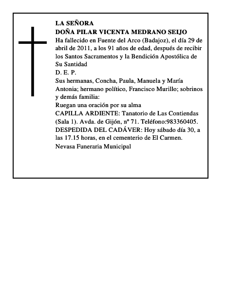 Doña Pilar Vicenta Medrano Seijo