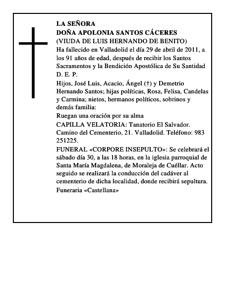 Doña Apolonia Santos Cáceres