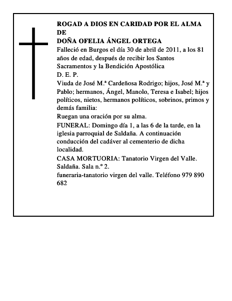 Doña Ofelia Ángel Ortega