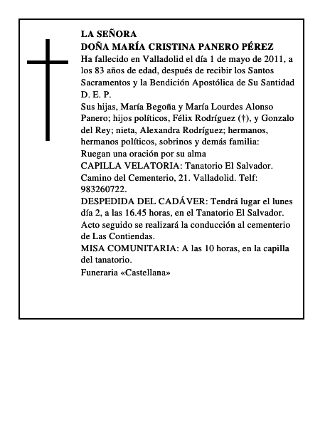 Doña María Cristina Panero Pérez