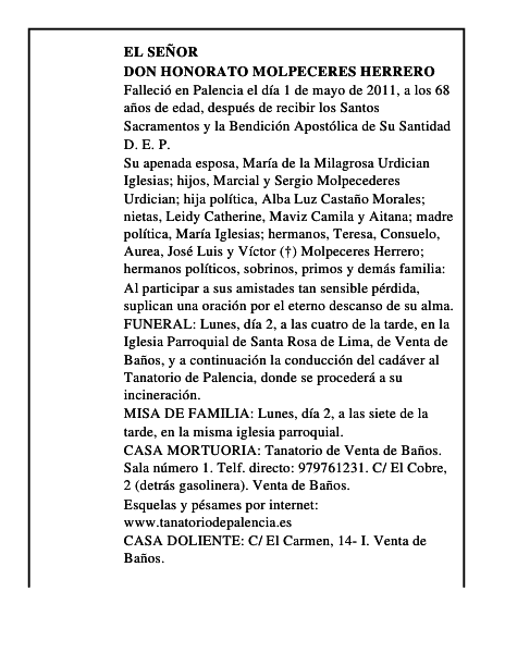 Don Honorato Molpeceres Herrero