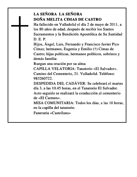 Doña Melita Cimas de Castro