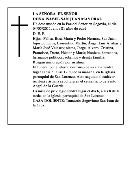 Doña Isabel San Juan Mayoral