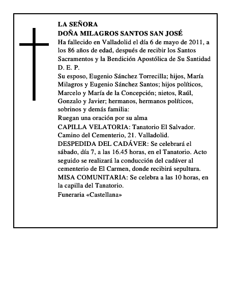 Doña Milagros Santos San José