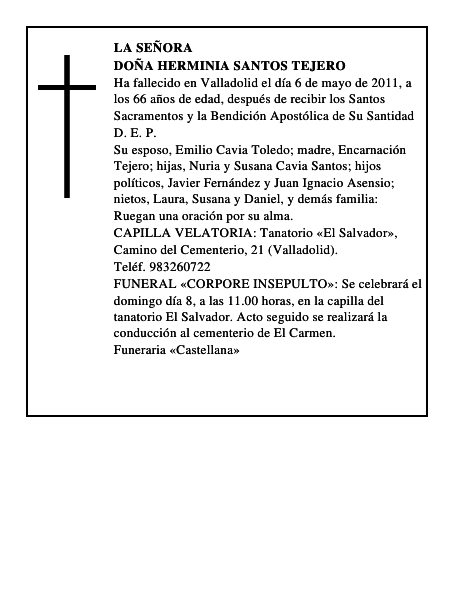 Doña Herminia Santos Tejero