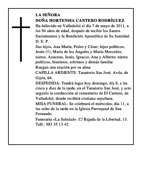 Doña Hortensia Cantero Rodríguez