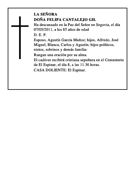 Doña Felipa Cantalejo Gil
