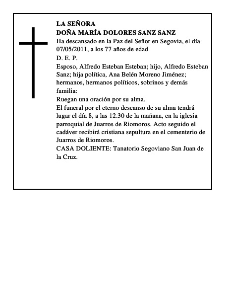 Doña María Dolores Sanz Sanz