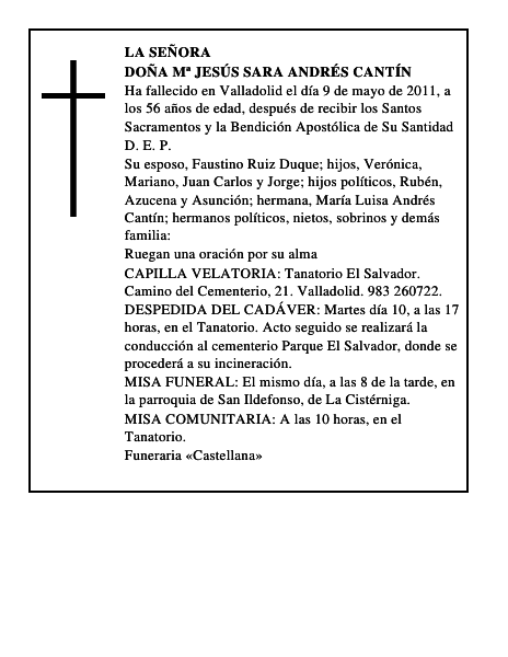 Doña Mª Jesús Sara Andrés Cantín