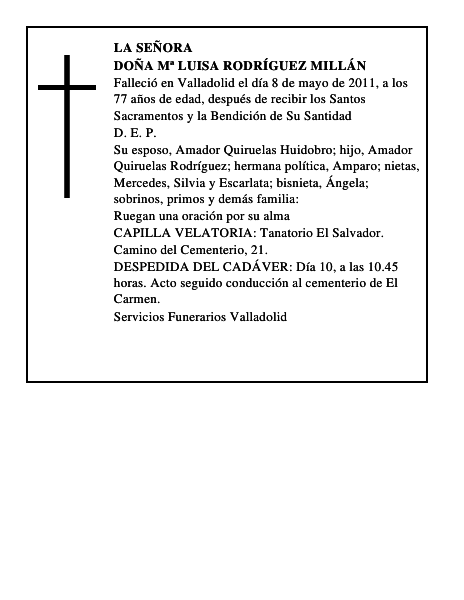 Doña Mª Luisa Rodríguez Millán