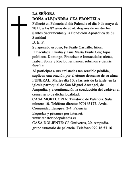 Doña Alejandra Cea Frontela