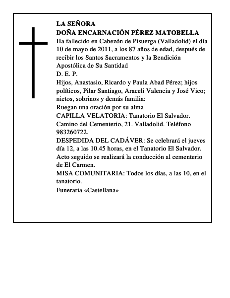 Doña Encarnación Pérez Matobella