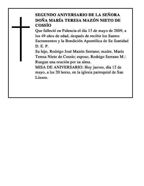 Doña María Teresa Mazón Nieto de Cossío