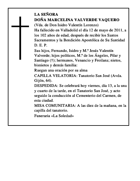 Doña Marcelina Valverde Vaquero