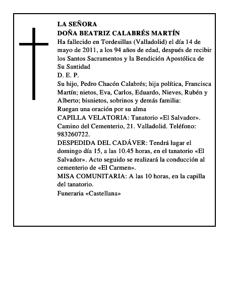 Doña Beatriz Calabrés Martín