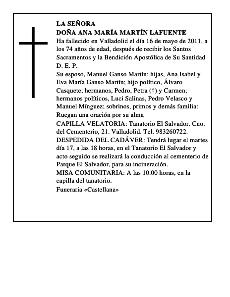 Doña Ana María Martín Lafuente