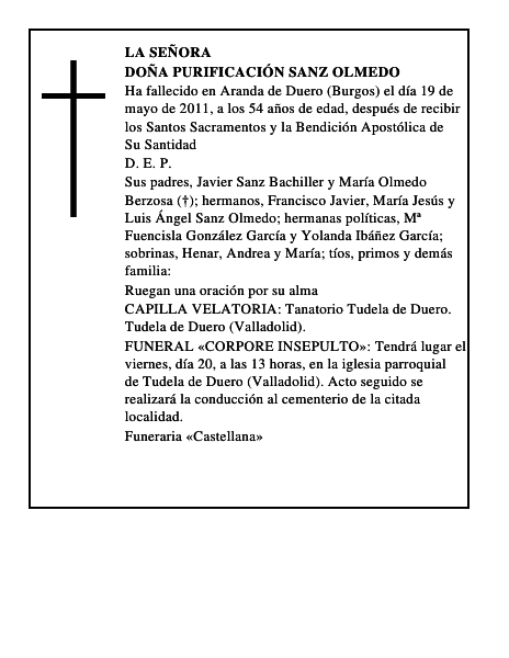 Doña Purificación Sanz Olmedo