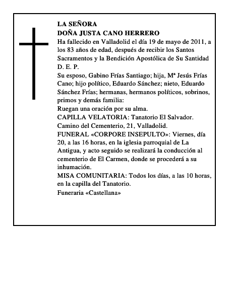 Doña Justa Cano Herrero