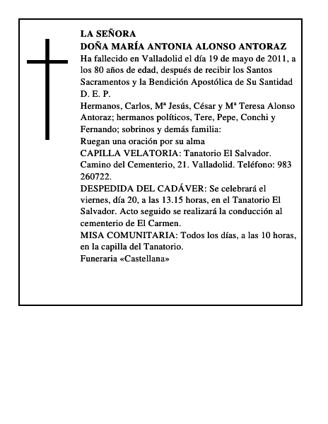 Doña María Antonia Alonso Antoraz