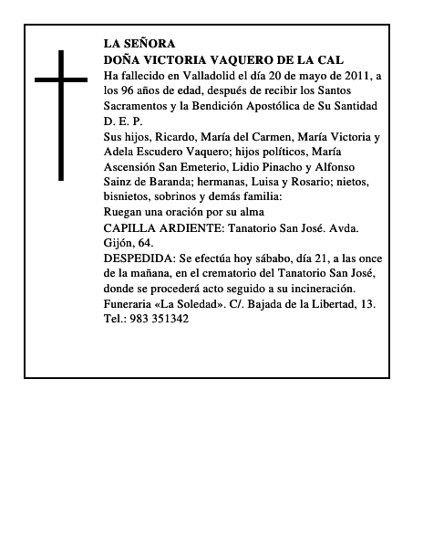 Doña Victoria Vaquero de la Cal