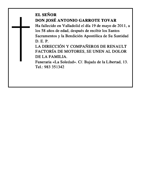 Don José Antonio Garrote Tovar