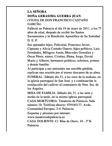 Doña Gerasima Guerra Juan