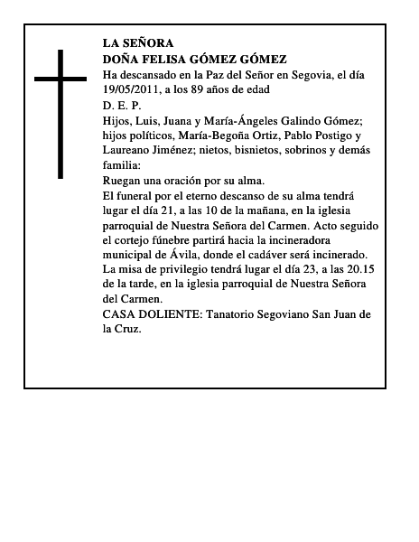 Doña Felisa Gómez Gómez