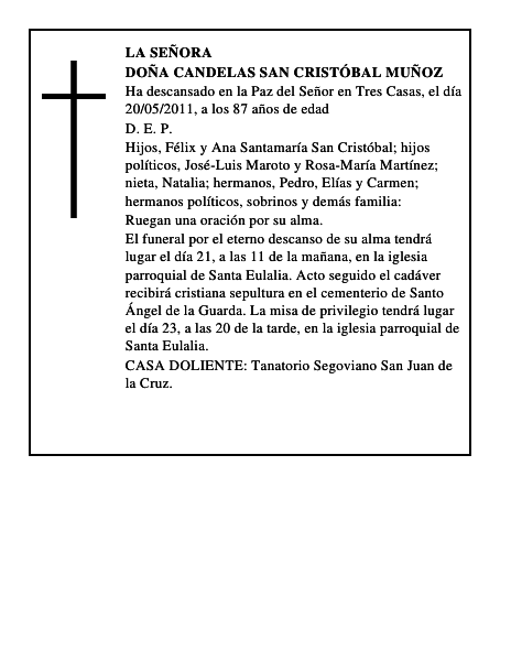 Doña Candelas San Cristóbal Muñoz