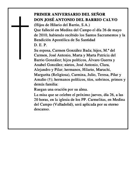 Don José Antonio del Barrio Calvo