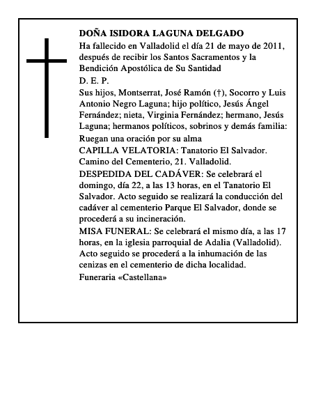 Doña Isidora Laguna Delgado