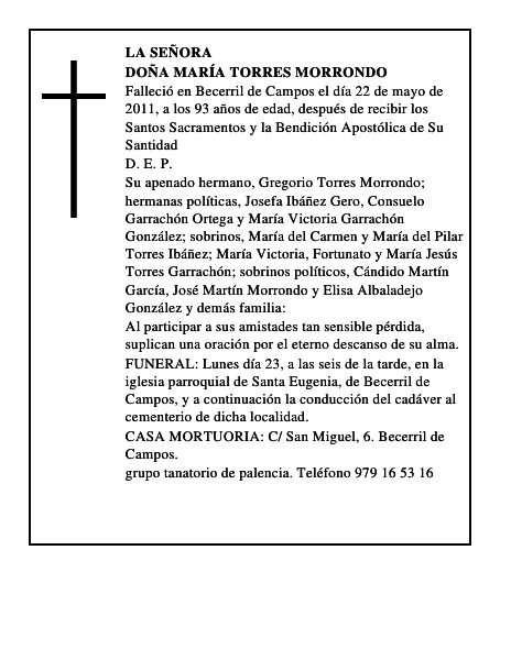 Doña María Torres Morrondo