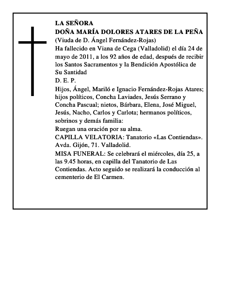 Doña María Dolores Atares de la Peña