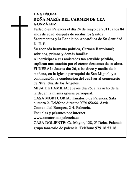 Doña María del Carmen de Cea González
