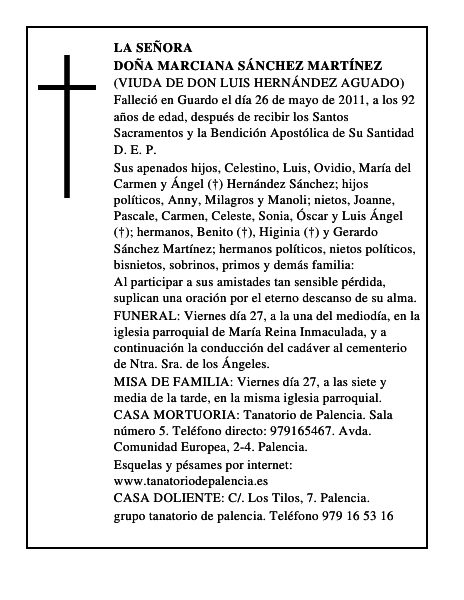 Doña Marciana Sánchez Martínez