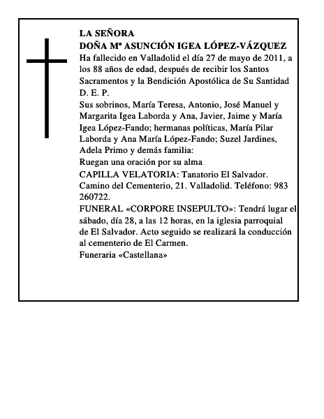 Doña Mª Asunción Igea López-Vázquez