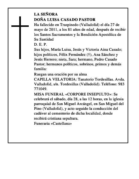 Doña Luisa Casado Pastor