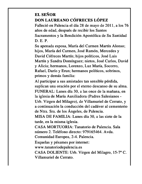 Don Laureano Cófreces López