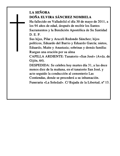 Doña Elvira Sánchez Nombela