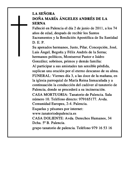 Doña María Ángeles Andrés de la Serna