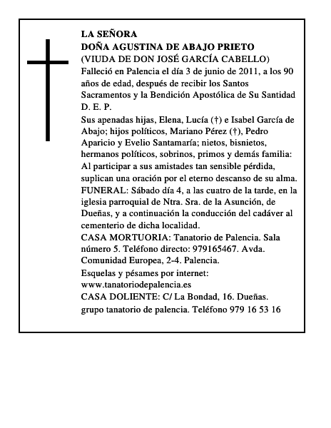 Doña Agustina de Abajo Prieto