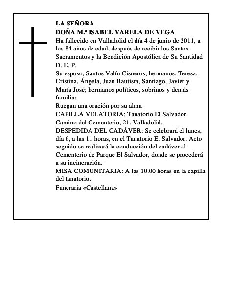Doña M.ª Isabel Varela de Vega