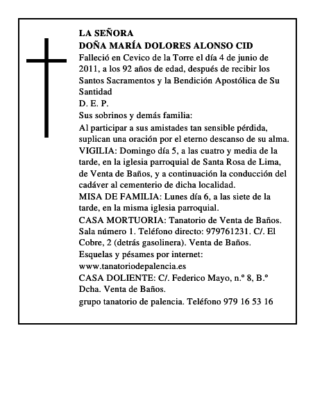 Doña María Dolores Alonso Cid
