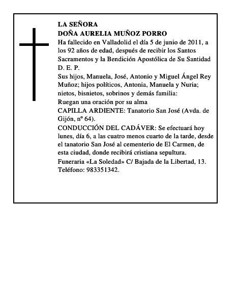 Doña Aurelia Muñoz Porro
