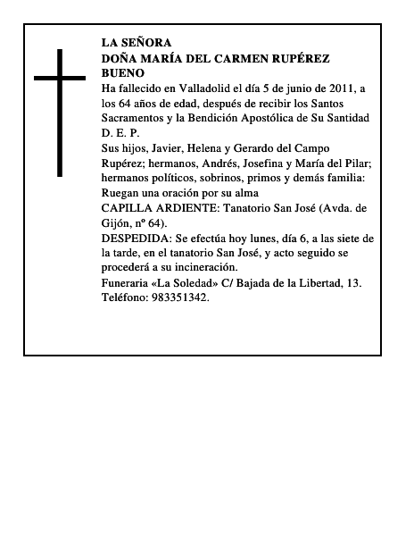 Doña María del Carmen Rupérez Bueno